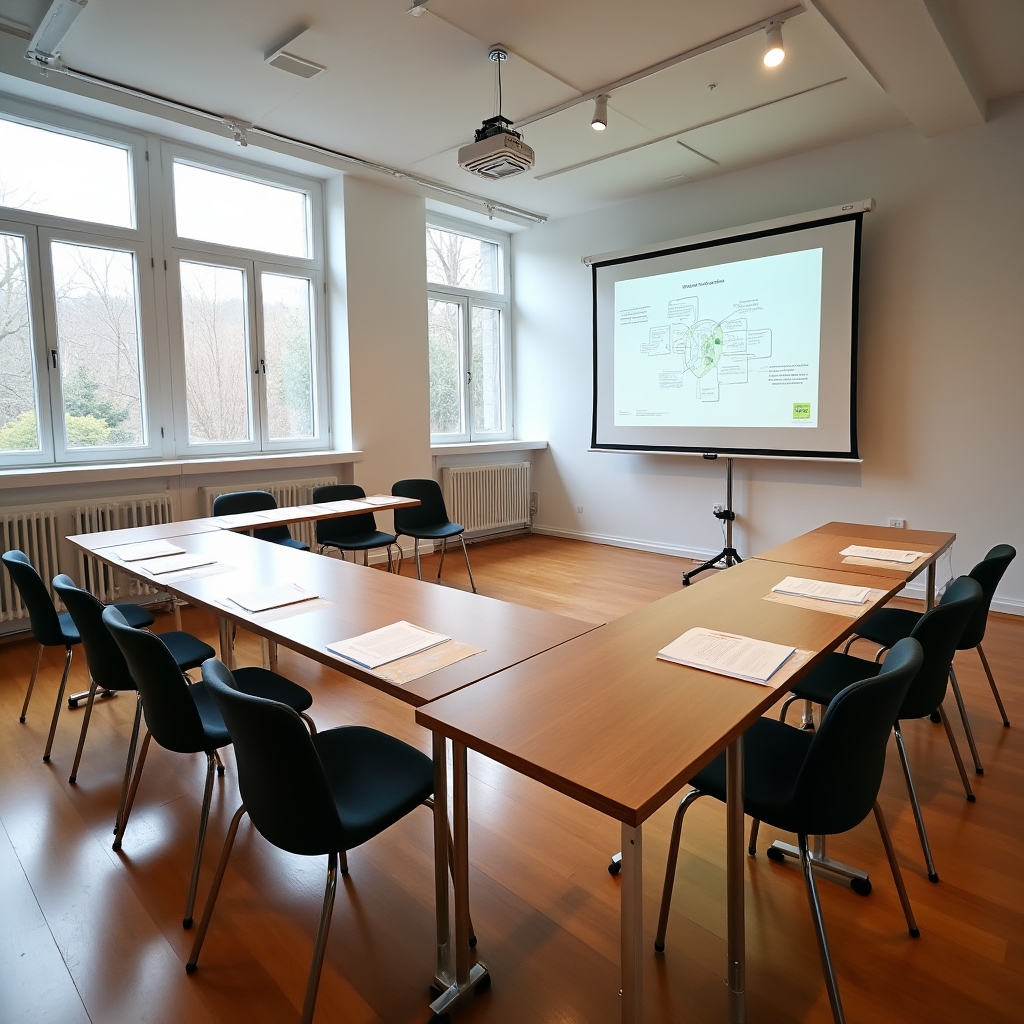 Sala workshop con partecipanti attivi e materiali di analisi sul tavolo